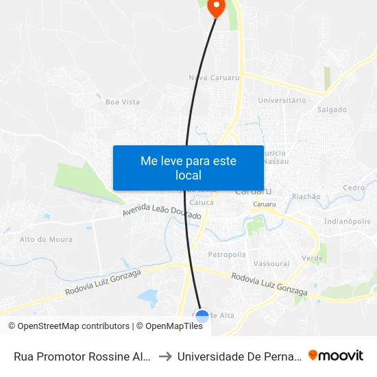 Rua Promotor Rossine Alves Couto 243 to Universidade De Pernambuco - UPE map
