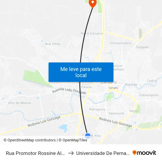 Rua Promotor Rossine Alves Couto 243 to Universidade De Pernambuco - UPE map