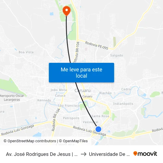 Av. José Rodrigues De Jesus | Hospital Da Mulher Do Agreste to Universidade De Pernambuco - UPE map