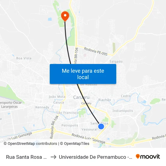 Rua Santa Rosa 880 to Universidade De Pernambuco - UPE map