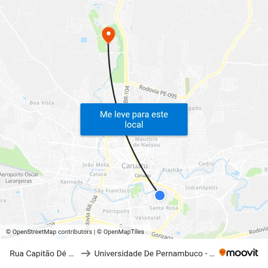 Rua Capitão Dé 229 to Universidade De Pernambuco - UPE map