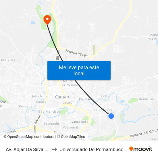 Av. Adjar Da Silva Casé to Universidade De Pernambuco - UPE map