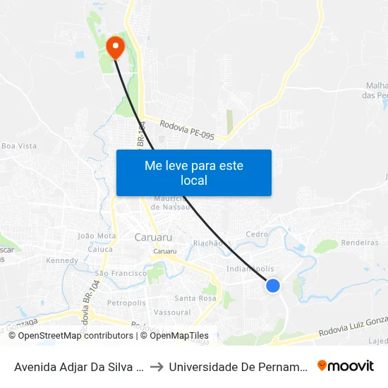 Avenida Adjar Da Silva Casé 311 to Universidade De Pernambuco - UPE map