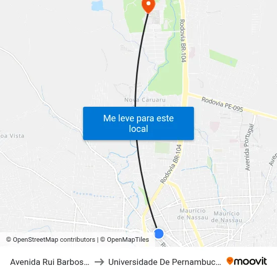 Avenida Rui Barbosa 799 to Universidade De Pernambuco - UPE map