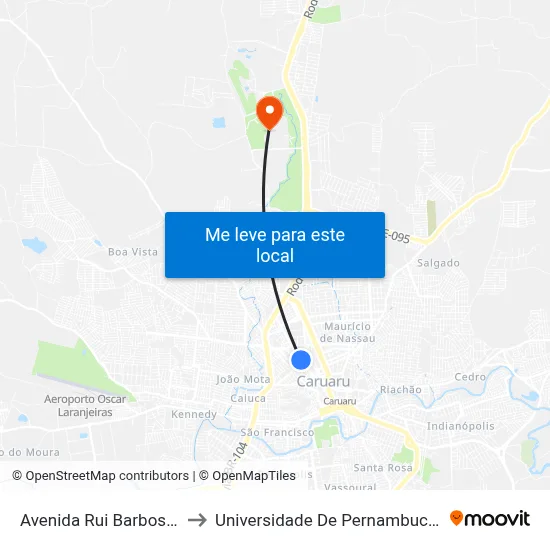 Avenida Rui Barbosa 383 to Universidade De Pernambuco - UPE map