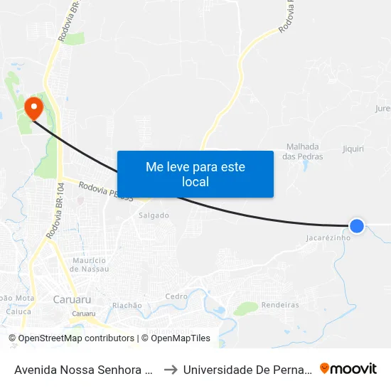 Avenida Nossa Senhora Das Dores 697 to Universidade De Pernambuco - UPE map