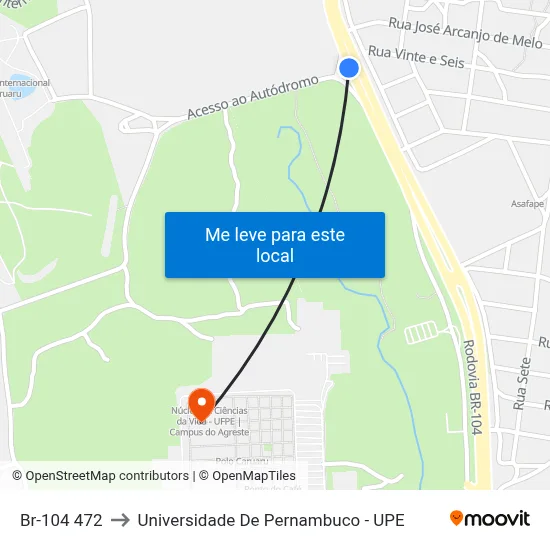 Br-104 472 to Universidade De Pernambuco - UPE map