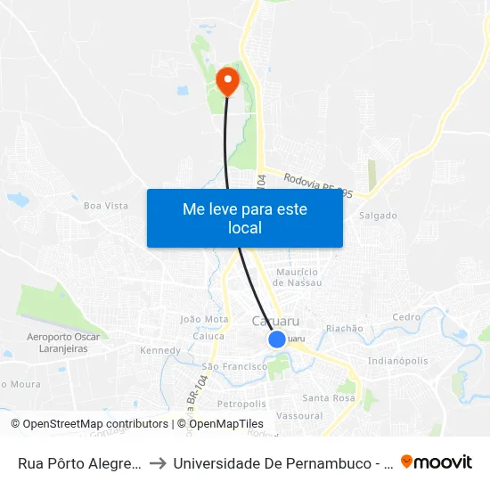 Rua Pôrto Alegre 94 to Universidade De Pernambuco - UPE map