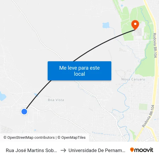 Rua José Martins Sobrinho 380 to Universidade De Pernambuco - UPE map