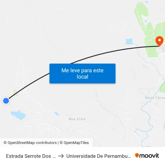 Estrada Serrote Dos Bois 2 to Universidade De Pernambuco - UPE map