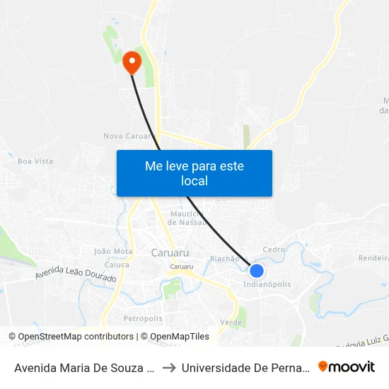 Avenida Maria De Souza Monteiro, 264 to Universidade De Pernambuco - UPE map
