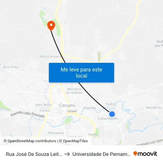 Rua José De Souza Leite, 199-247 to Universidade De Pernambuco - UPE map