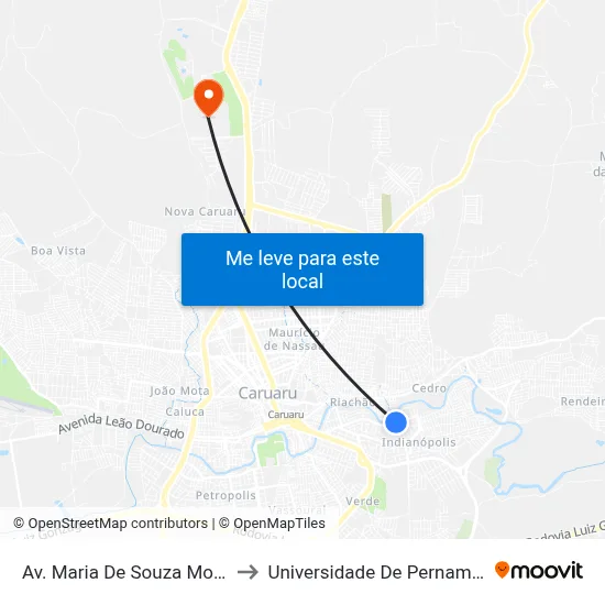 Av. Maria De Souza Monteiro, 165 to Universidade De Pernambuco - UPE map