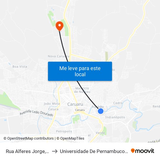 Rua Alferes Jorge, 708 to Universidade De Pernambuco - UPE map