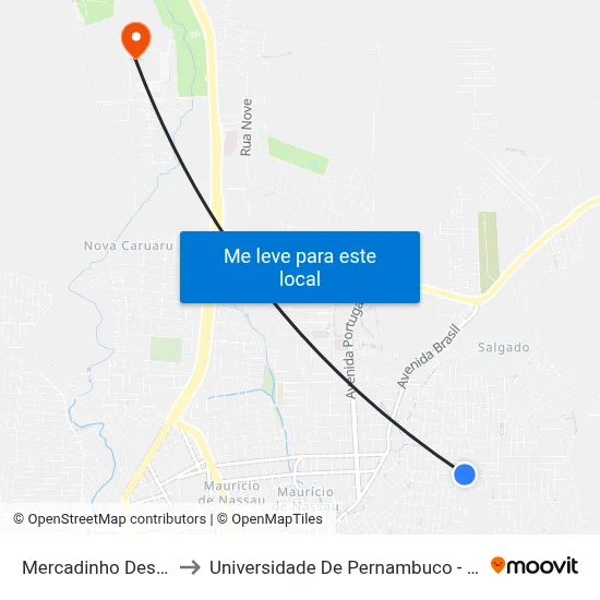 Mercadinho Destak to Universidade De Pernambuco - UPE map