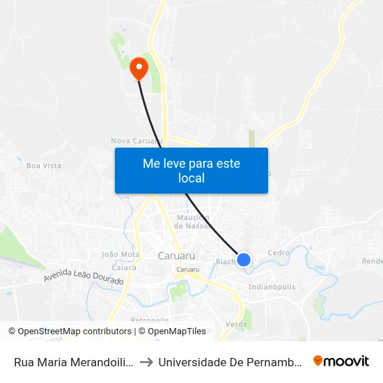Rua Maria Merandoilina, 589 to Universidade De Pernambuco - UPE map