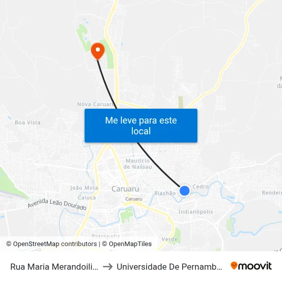 Rua Maria Merandoilina, 970 to Universidade De Pernambuco - UPE map