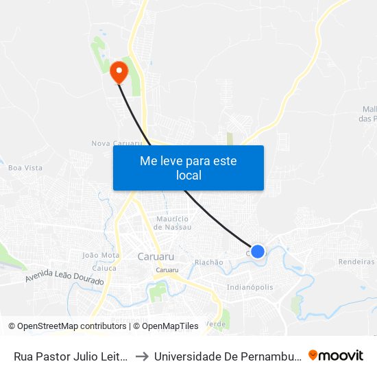 Rua Pastor Julio Leitao, 502 to Universidade De Pernambuco - UPE map