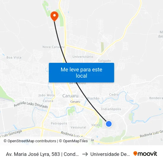 Av. Maria José Lyra, 583 | Condomínio Pq. Caminho Das Aroeiras to Universidade De Pernambuco - UPE map