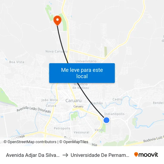 Avenida Adjar Da Silva Casé, 10 to Universidade De Pernambuco - UPE map