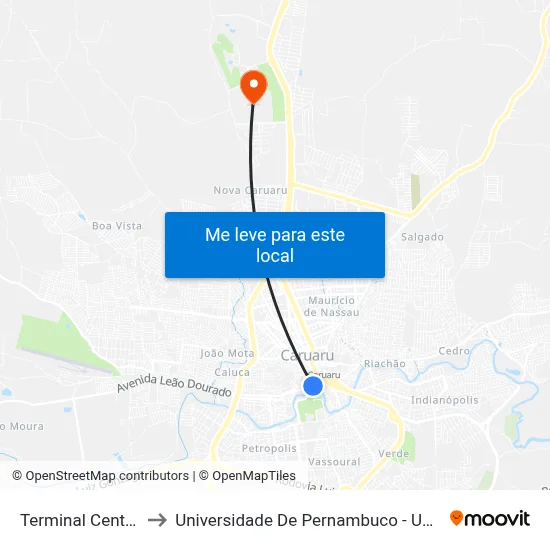 Terminal Centro to Universidade De Pernambuco - UPE map