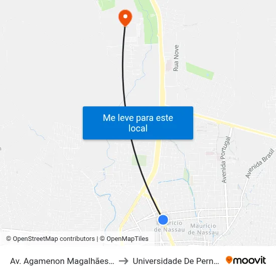 Av. Agamenon Magalhães, 1018 - Caruaru to Universidade De Pernambuco - UPE map