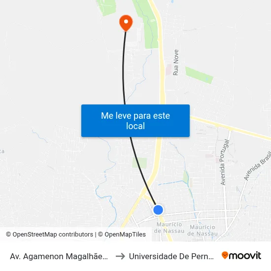 Av. Agamenon Magalhães, S/N - Caruaru to Universidade De Pernambuco - UPE map