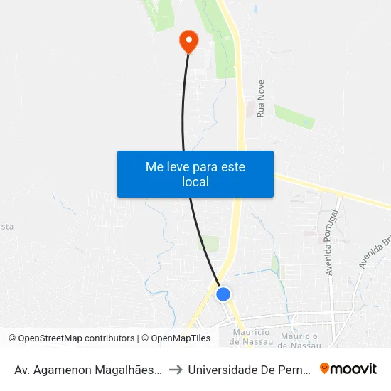 Av. Agamenon Magalhães, S/N - Caruaru to Universidade De Pernambuco - UPE map