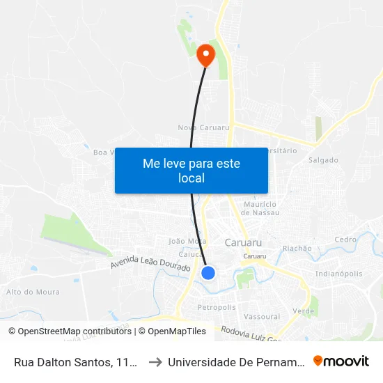 Rua Dalton Santos, 111 - Caruaru to Universidade De Pernambuco - UPE map