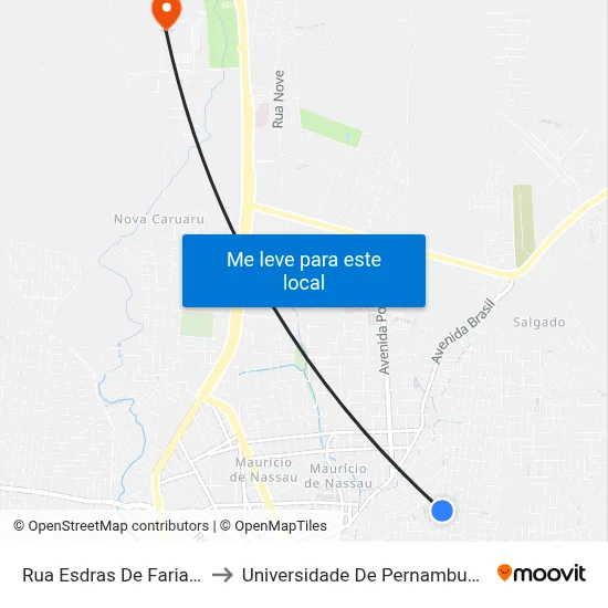 Rua Esdras De Farias, 416 to Universidade De Pernambuco - UPE map