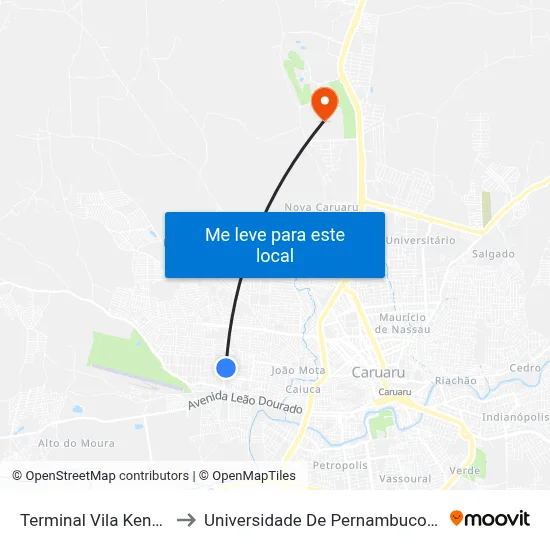 Terminal Vila Kennedy to Universidade De Pernambuco - UPE map