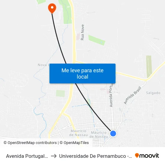 Avenida Portugal, 51 to Universidade De Pernambuco - UPE map