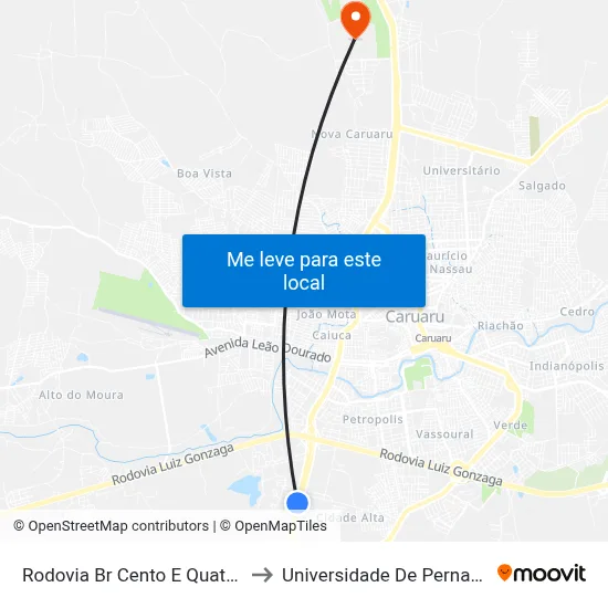 Rodovia Br Cento E Quatro, 68 | Ceaca to Universidade De Pernambuco - UPE map