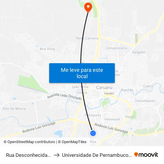 Rua Desconhecida, S/N to Universidade De Pernambuco - UPE map