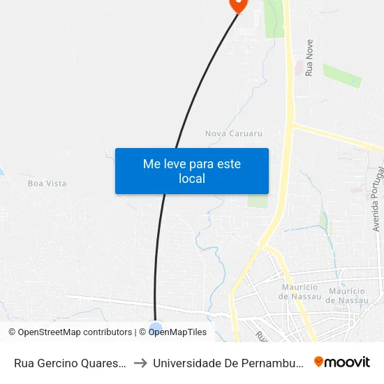 Rua Gercino Quaresma 50 to Universidade De Pernambuco - UPE map