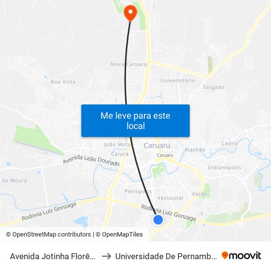 Avenida Jotinha Florêncio, 155 to Universidade De Pernambuco - UPE map