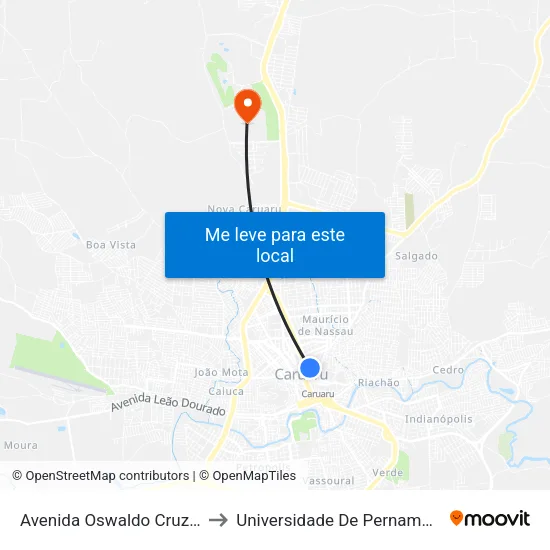 Avenida Oswaldo Cruz 164-210 to Universidade De Pernambuco - UPE map