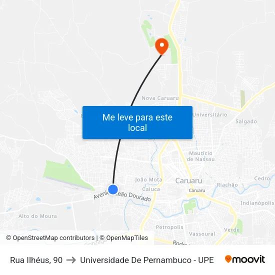 Avenida Santo Amaro, 92 - Caruaru to Universidade De Pernambuco - UPE map
