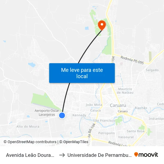 Avenida Leão Dourado 2980 to Universidade De Pernambuco - UPE map