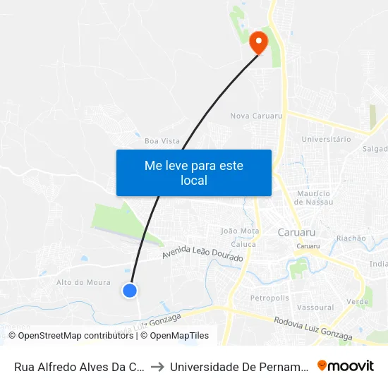 Rua Alfredo Alves Da Cunha, 276 to Universidade De Pernambuco - UPE map