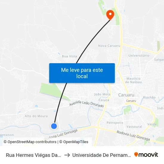 Rua Hermes Viégas Da Rocha, 35 to Universidade De Pernambuco - UPE map