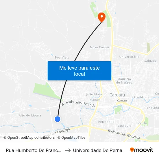 Rua Humberto De Franca E Silva, 280 to Universidade De Pernambuco - UPE map