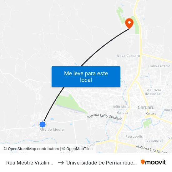 Rua Mestre Vitalino, 483 to Universidade De Pernambuco - UPE map