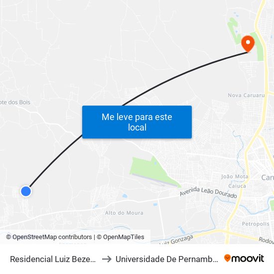 Residencial Luiz Bezerra P004 to Universidade De Pernambuco - UPE map