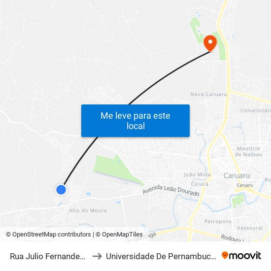 Rua Julio Fernandes, 200 to Universidade De Pernambuco - UPE map