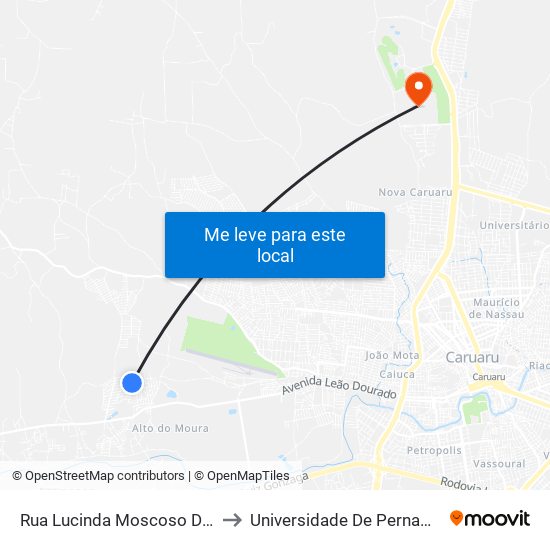 Rua Lucinda Moscoso De França, 94 to Universidade De Pernambuco - UPE map