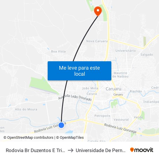 Rodovia Br Duzentos E Trinta E Dois, 463 to Universidade De Pernambuco - UPE map