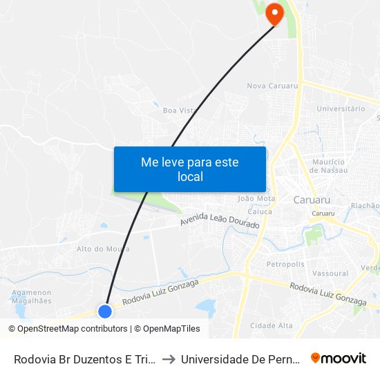 Rodovia Br Duzentos E Trinta E Dois, 510 to Universidade De Pernambuco - UPE map