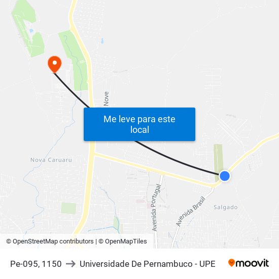 Pe-095, 1150 to Universidade De Pernambuco - UPE map