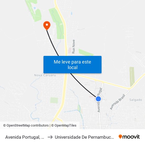 Avenida Portugal, 1290 to Universidade De Pernambuco - UPE map